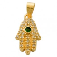 Filigree Emerald Hamsa Pendant